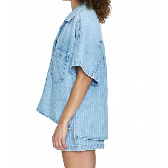 NEW PISTOLA della camp denim shirt in blue - Picture 3 of 4